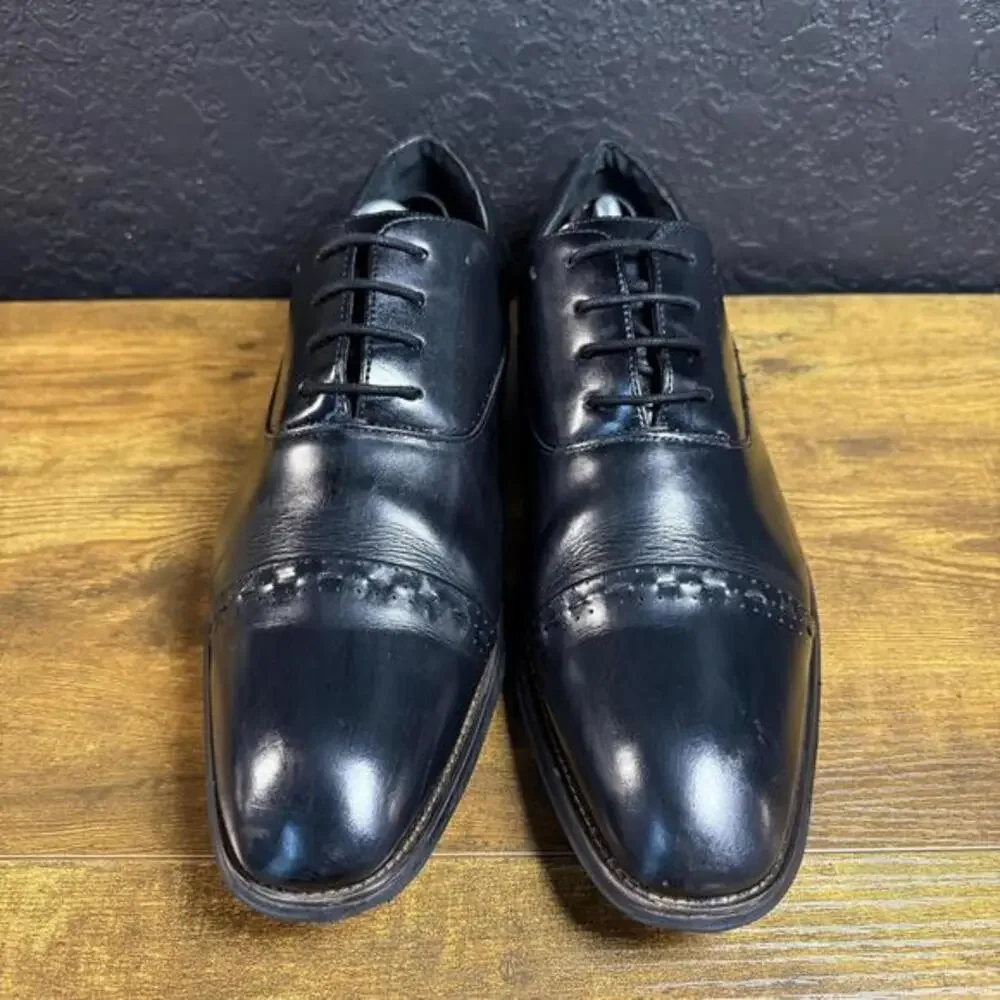 Stacy Adams Dickinson 25196-001 Black‎ Leather Cap Toe Oxford Mens Size 10.5M